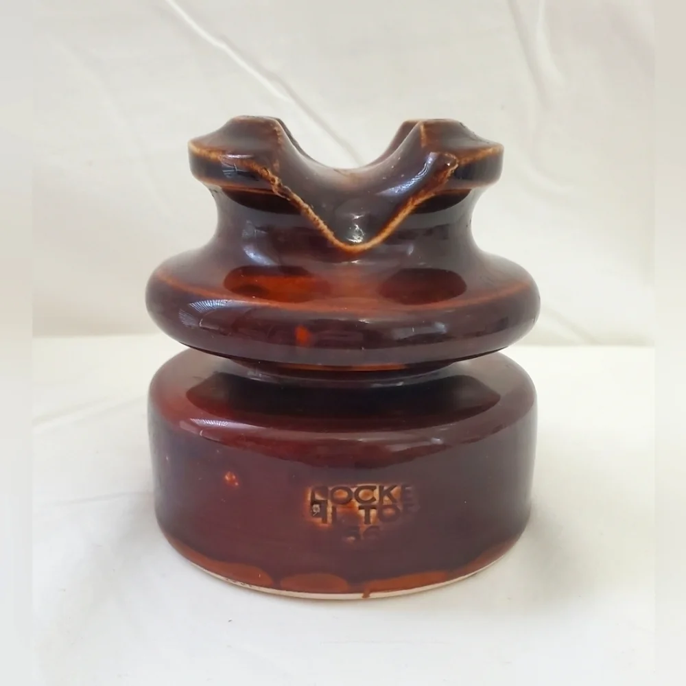 Vintage Locke Hi Top 56 Brown Porcelain Power Line Phone Line Insulator